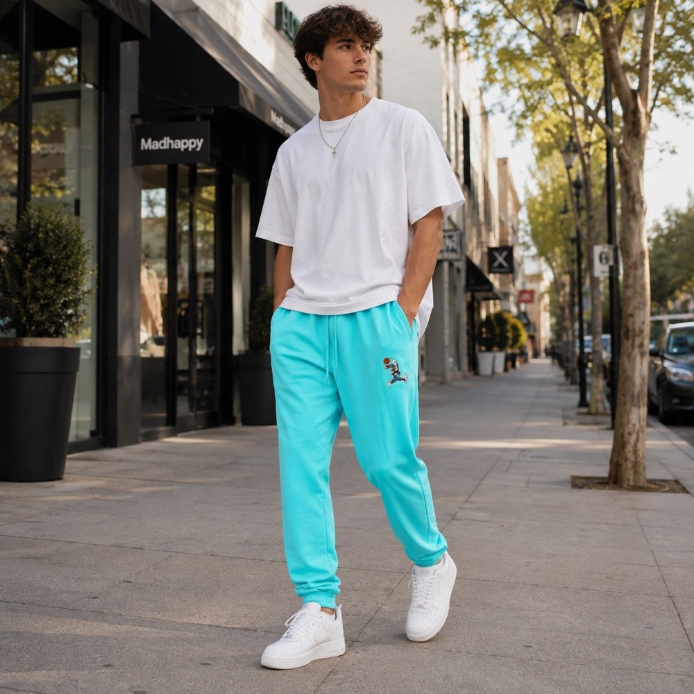 Space Jam A New Legacy Bugs Bunny Jogger Pants Aqua Blue Mens Unisex Small